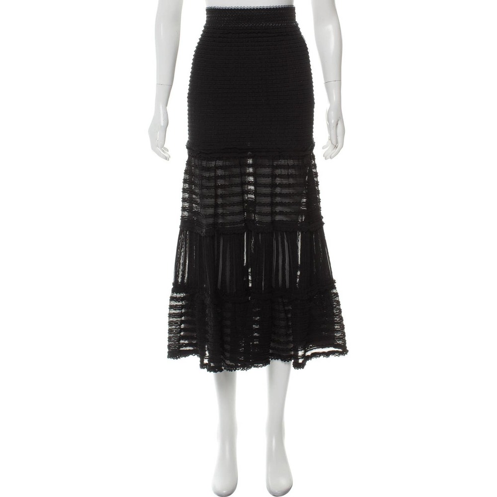 JONATHAN SIMKHAI Semi-Sheer Midi Skirt, Size XS